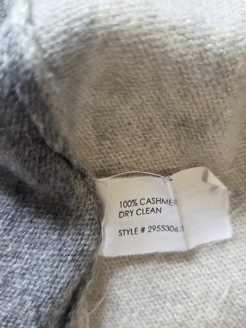 Club Monaco Cashmere Light and Dark Gray Two-Tone Crewneck Sweater - Picture 5 of 7